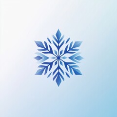 Poster - Geometric snowflake logo showcasing minimalistic design against a soft gradient winter background in a modern festive setting