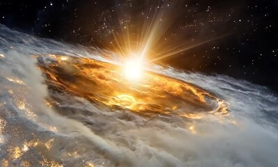 Wall Mural - Cosmic dust clouds swirling around a bright star