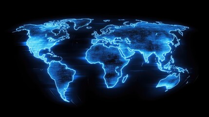 Poster - Global business growth concept with a futuristic digital world map overlay.