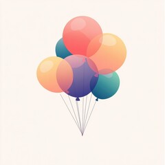 Poster - Minimalist flat design logo featuring colorful balloons with soft gradients in a festive and modern aesthetic for celebration themes