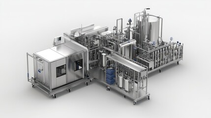 Poster - Vaccine production facility with sterile containment areas and automated filling machines.