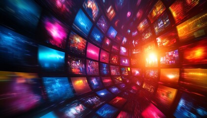 Poster - Streaming video concept with interactive digital content, representing the growing role of communication networks and social networking services in modern life