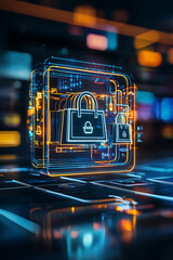 Poster - Digital security measures cyber space graphic design futuristic environment close-up view data protection concept