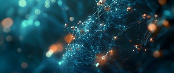 Poster - The concept of internet network connectivity and advanced communication systems represents the future development of advanced information technology. A digital network of interconnected nodes and line