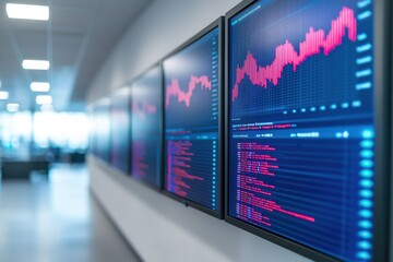 Poster - Real-time data analysis dashboard corporate office digital interface high-tech environment close-up view innovation