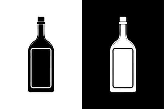 A red wine bottle with a glass next to it on a reflective surface with a blank label, isolated and full, set against a green and black background, representing a drink or beverage