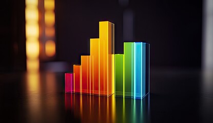Wall Mural - Colorful, translucent bar graph on dark surface