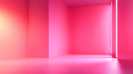 Aufkleber - Neon light illuminating a pink room corner background
