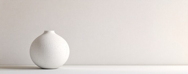 Poster - Single white vase standing on white table against white wall