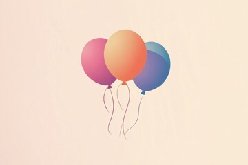Poster - Minimalist flat design logo showcasing floating balloons with smooth gradients and a modern aesthetic for a festive atmosphere