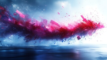 Poster - Abstract digital art, vibrant colors, dynamic shapes