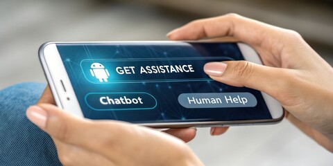 Poster - a person holding a smartphone with 