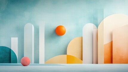 Poster - Abstract geometric shapes in pastel colors (1)