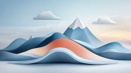 Poster - 3D stylized mountain landscape
