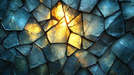 Poster - Stone wall with sunlit center