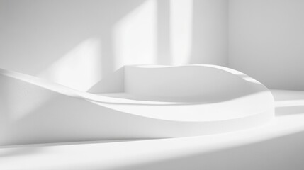 Poster - Soft curves and delicate shadows create a serene minimalist snowy landscape in a peaceful winter setting