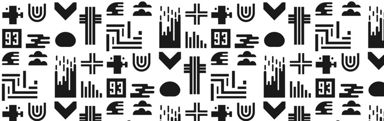 Poster - Seamless Abstract Geometric Pattern in Black and White with Modern Minimalist Design for Backgrounds, Textiles, and Digital Art