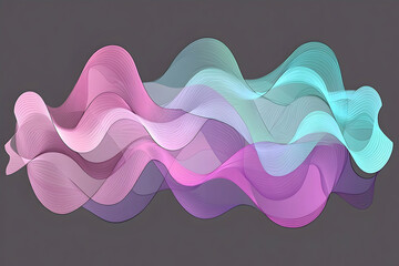Poster - Colorful translucent waves create an abstract and artistic composition on gray