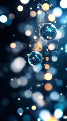 Poster - Bright orbs and soft bokeh lights create a futuristic vertical backdrop