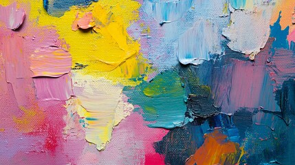 Aufkleber - Colorful oil paint brushstrokes creating abstract artwork on canvas