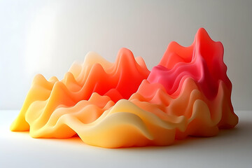 Poster - Abstract undulating shapes displaying gradients of warm vibrant colors