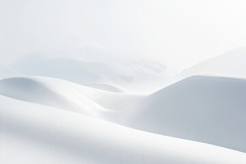 Poster - Snowy landscape with soft curves and delicate shadows inspires calm and serenity in minimalist scenery during winter