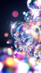 Poster - Futuristic CGI background showcasing vibrant floating bubbles in a high-tech environment
