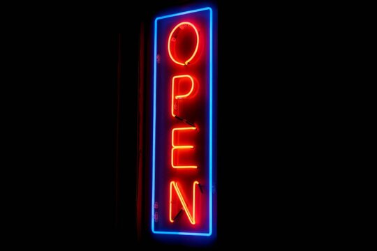 Open neon sign.