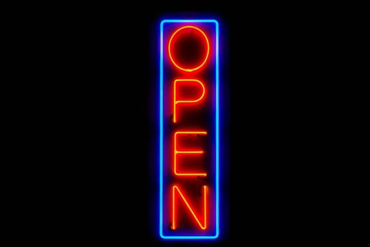 Open neon sign.