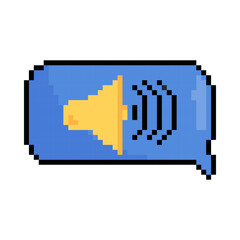 Poster - Vintage speech bubble icon. Pixel art object in 8 bit style. Retro 80s,90s video game graphics.