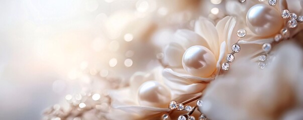 Poster - Elegant wedding bouquet decorated with pearls and sparkling diamonds