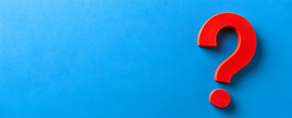 Poster - Photo of a question mark on a blue background, symbolizing the unknown and searching for an answer