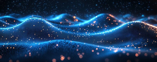Poster - abstract blue glowing surface with dynamic energy and vibrance