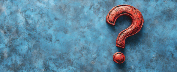 Poster - Photo of a question mark on a blue background, symbolizing curiosity and questions