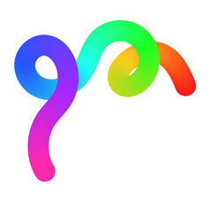 Wall Mural - abstract wavy gradient lines with playful squiggle shapes, colorful ribbon elements, geometric doodl