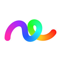 Wall Mural - abstract wavy gradient lines with playful squiggle shapes, colorful ribbon elements, geometric doodl