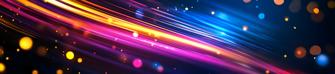 Poster - Vibrant background with colorful light streaks and glowing lights, perfect for creating an eye-catching display or highlighting your products