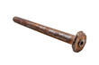 © shakeela - A solitary rusty nail resting on a white surface captures the essence of wear and time