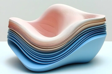 Poster - Abstract art showing waves of layered forms in various colors