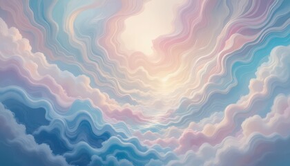 Poster - Soft Swirling Clouds in Pastel Colors with a Dreamy Atmosphere