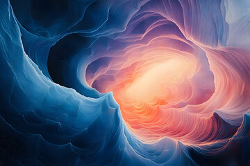 Poster - Abstract flowing shapes of color and light give a landscape effect
