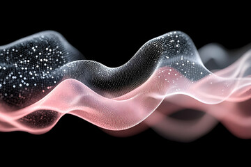 Poster - Abstract representation of flowing and shimmering particles on black background