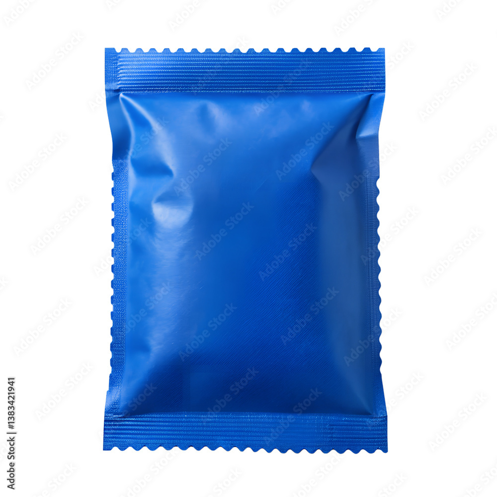 blank royal blue color paper sachet isolated on transparent background ...