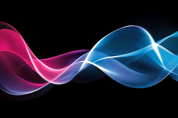 Poster - Abstract artwork featuring flowing light waves against a dark background