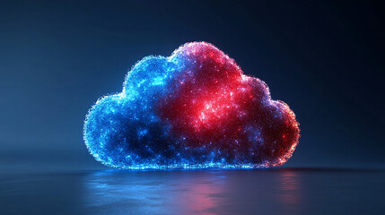 Poster - A colorful, glowing cloud representing digital technology and data storage against a dark backdrop.