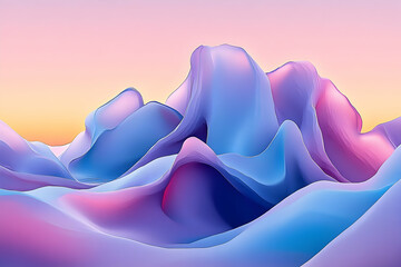 Poster - Abstract rendered image of flowing organic forms in vibrant colors