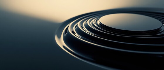 Wall Mural - abstract dark concentric circles with smooth surface and subtle lighting, creating a modern and eleg