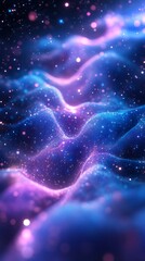 Fototapete - Illuminated vertical strands of a futuristic neural network in a vibrant cyber landscape
