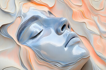 Poster - A serene and abstract depiction of a peaceful female face