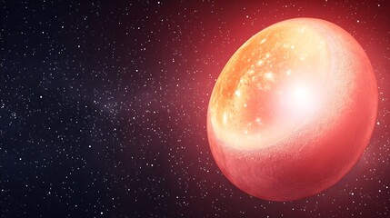 Wall Mural - A red glowing celestial orb floats in a starry expanse